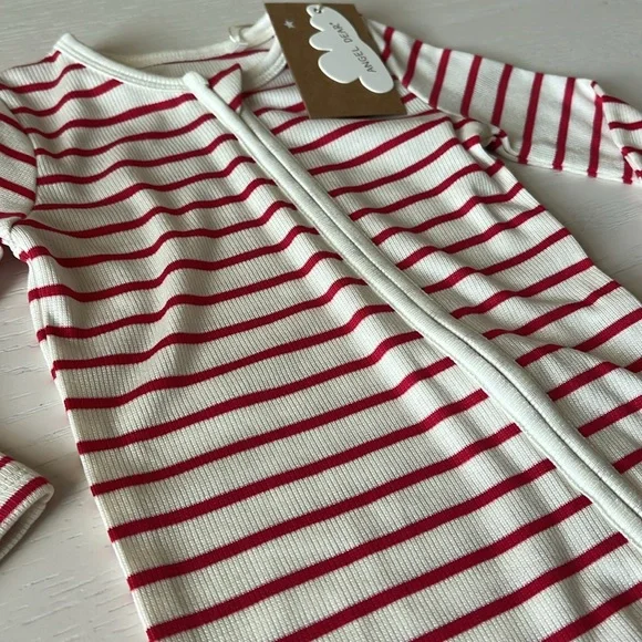 Angel Dear Stripe Vintage Red Footie 6-9 9-12 months - Picture 5 of 5